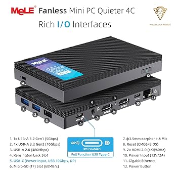 Amazon.com: MeLE Mini PC Quieter 4C - 12th Gen N100, Fanless